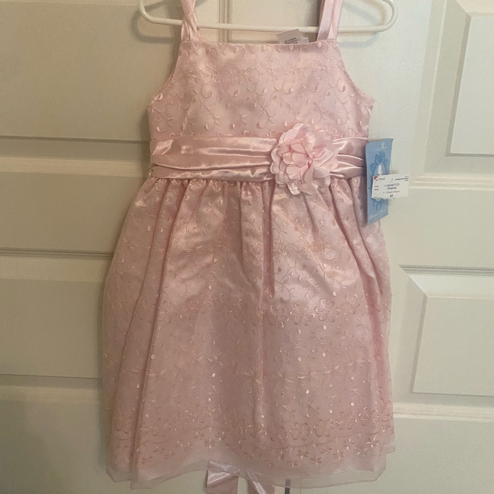Pink Floral Dress with Satin Bow